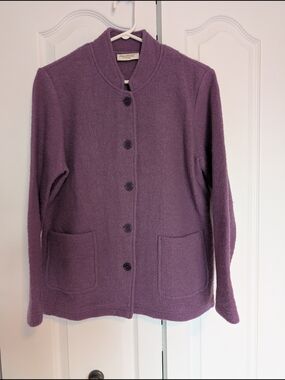 Purple Ladies Wool Button Jacket